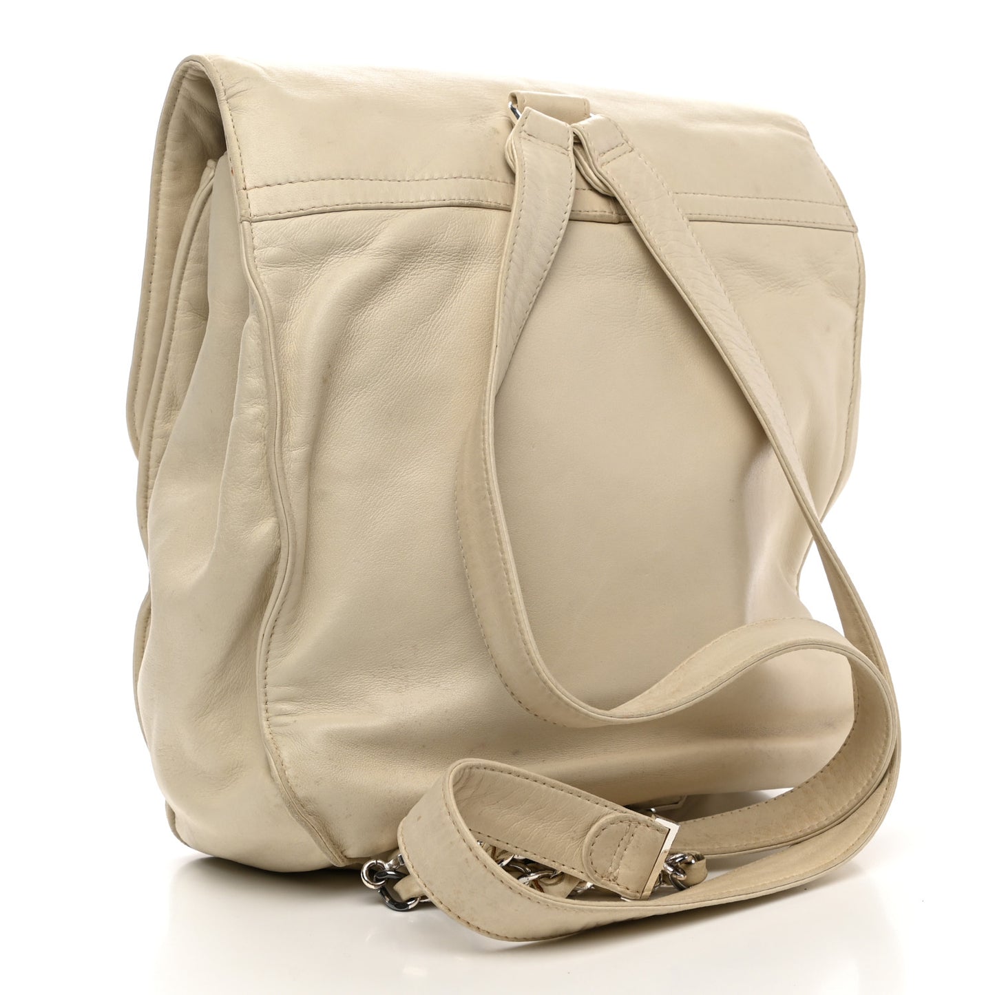 Lambskin CC Flap Backpack White