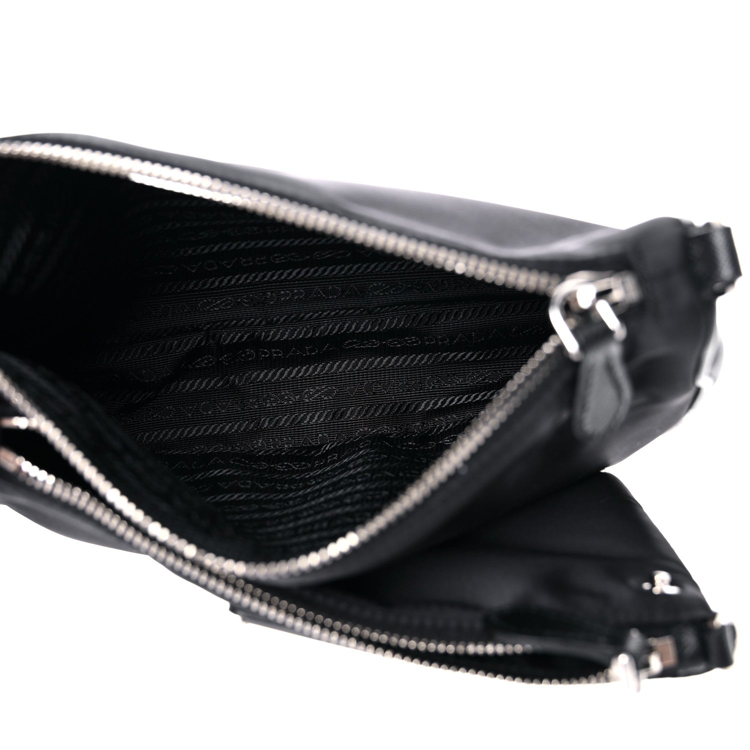 Prada Re-Nylon Saffiano Double Pouch Shoulder Bag Black 5 of 10