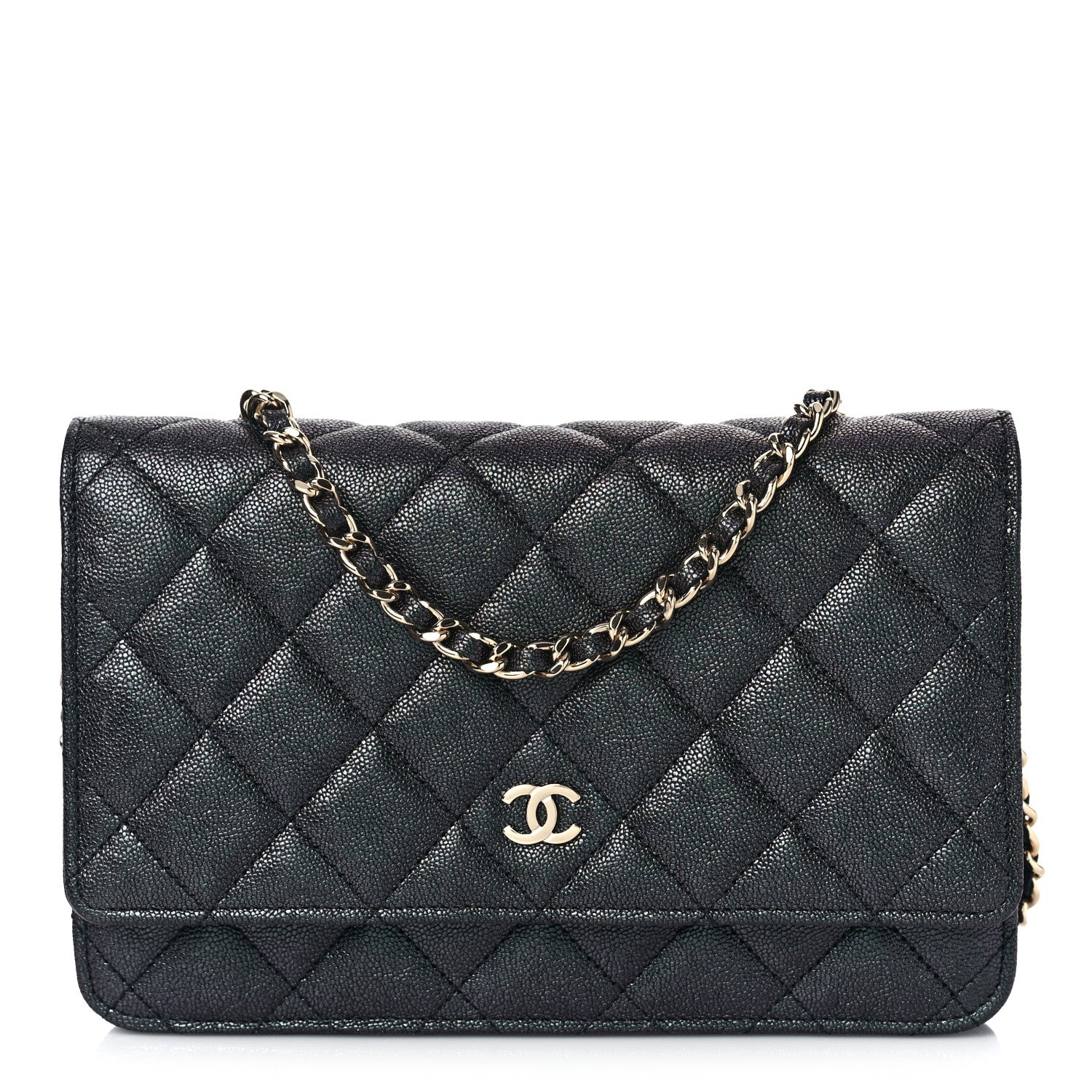 Chanel Iridescent Caviar Quilted Wallet On Chain WOC Black 1 of 11