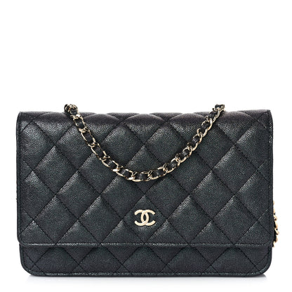 Chanel Iridescent Caviar Quilted Wallet On Chain WOC Black 1 of 11