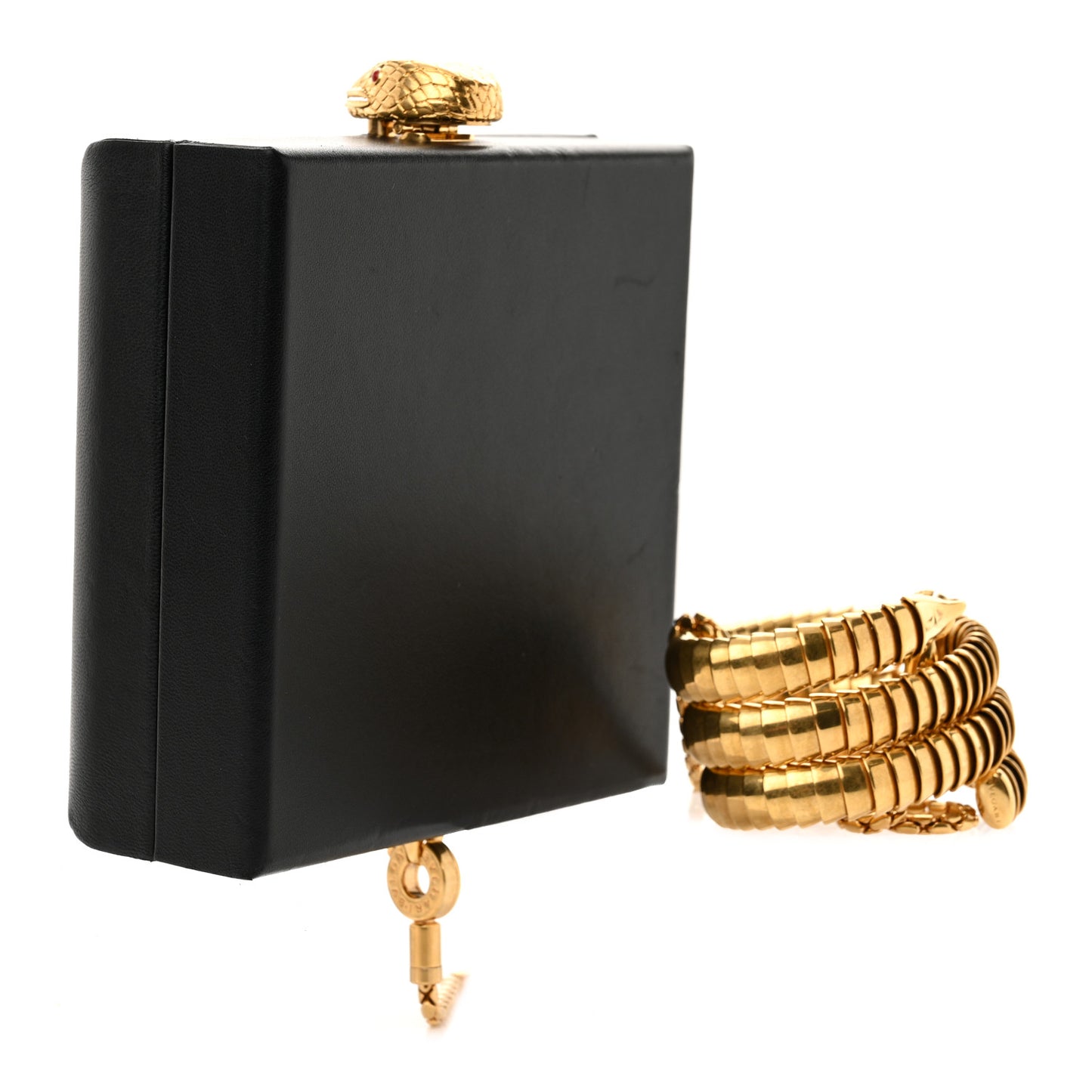 X ALEXANDER WANG Lambskin Serpenti Forever Minaudiere Black