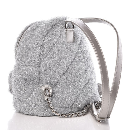 Chanel Lurex Knit Mini Pluto Glitter Backpack Grey 2 of 9