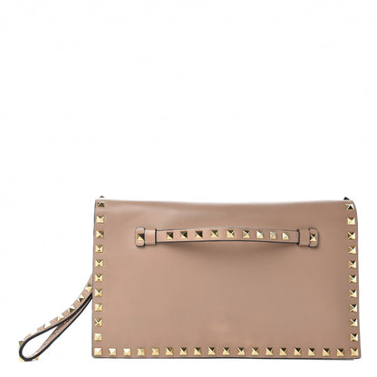 Valentino Garavani Nappa Rockstud Wristlet Clutch Alpaca 1 of 11