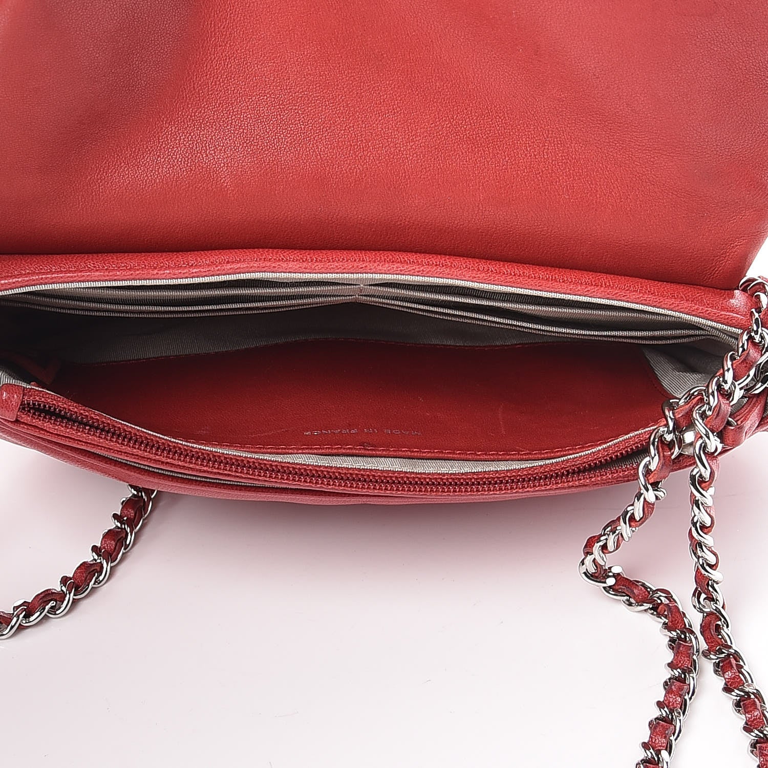 Chanel Lambskin Half Moon Wallet On Chain WOC Red 5 of 14