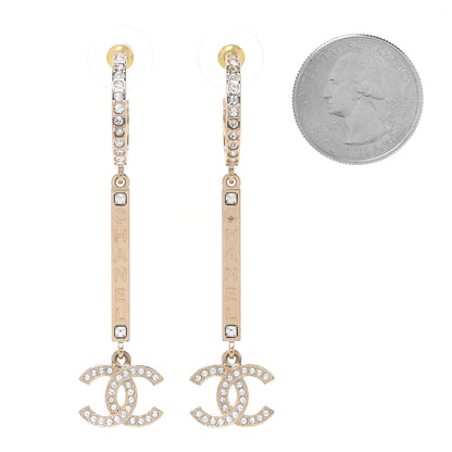 Chanel Crystal Lock Symbols Logo CC Hoop Drop Earrings Gold 2 of 4