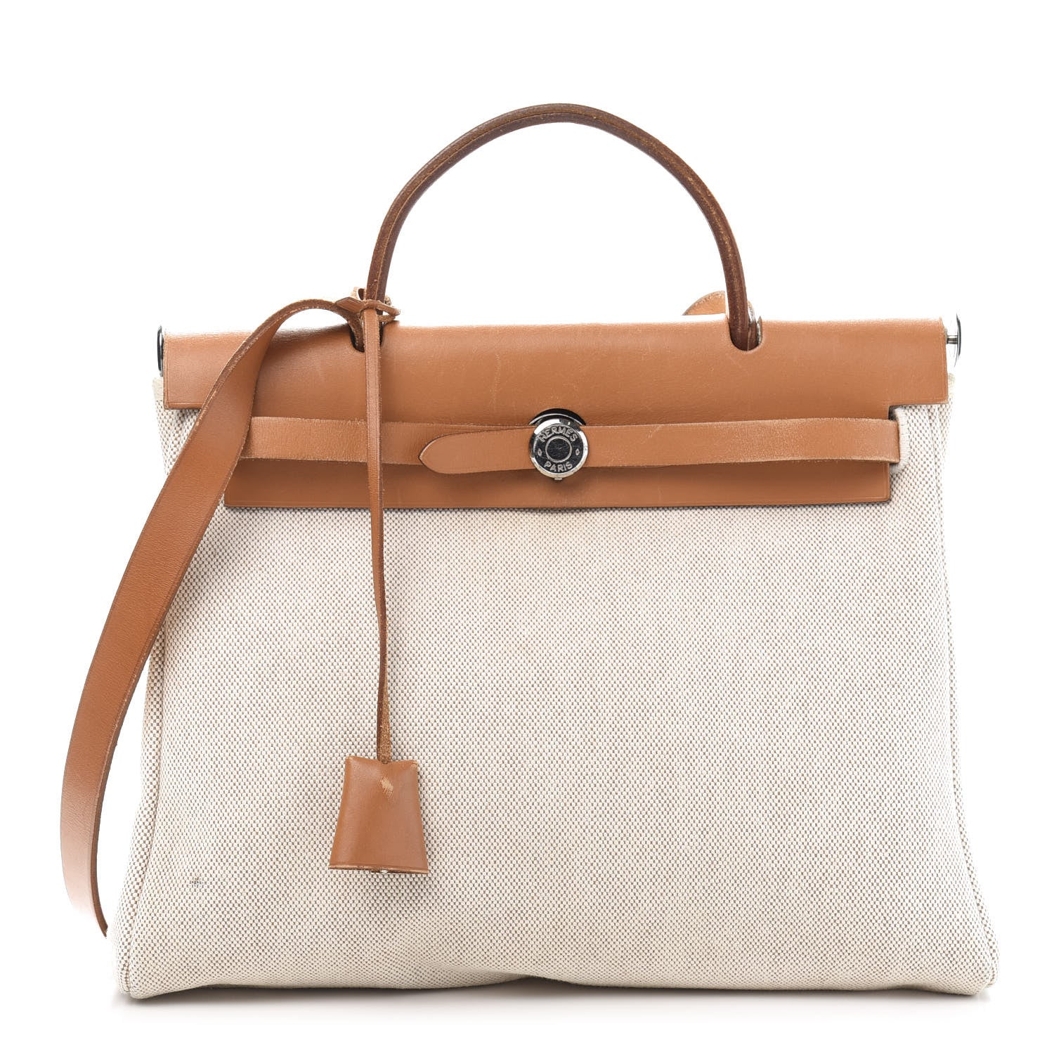 Hermes Toile Vache Calfskin Herbag 30 PM Natural 1 of 16
