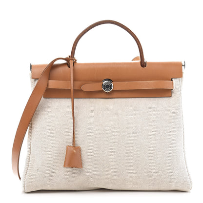 Hermes Toile Vache Calfskin Herbag 30 PM Natural 1 of 16