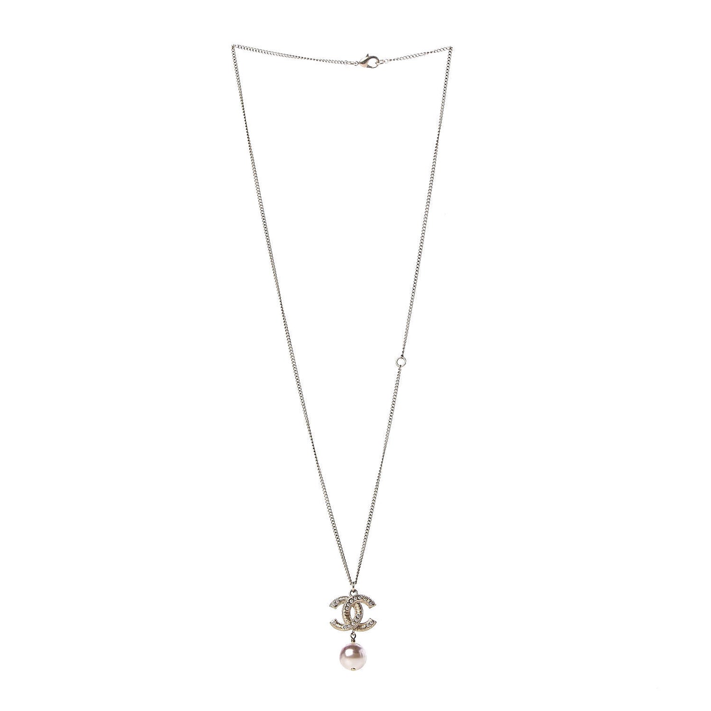 Pearl CC Drop Necklace Gold