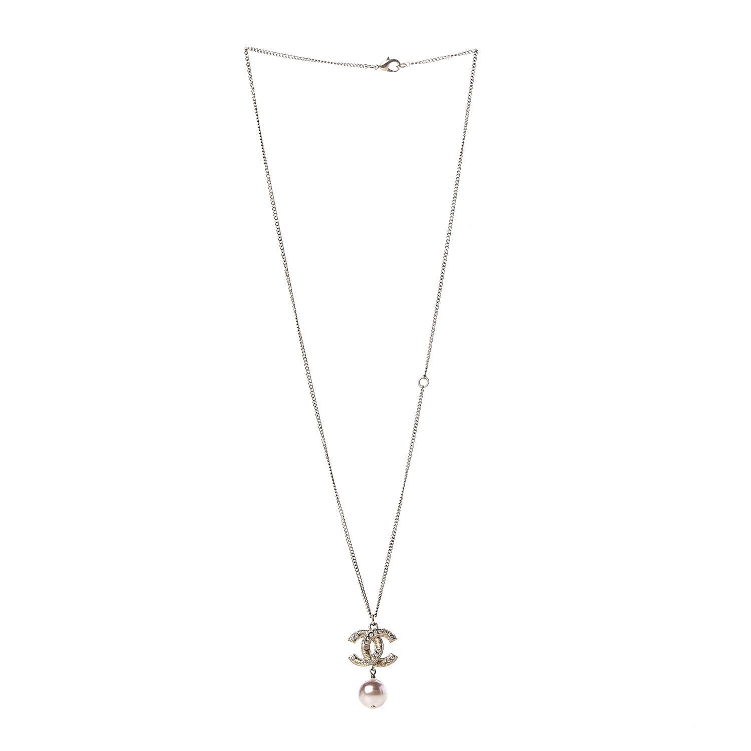 Chanel Pearl CC Drop Necklace Gold 3 of 5
