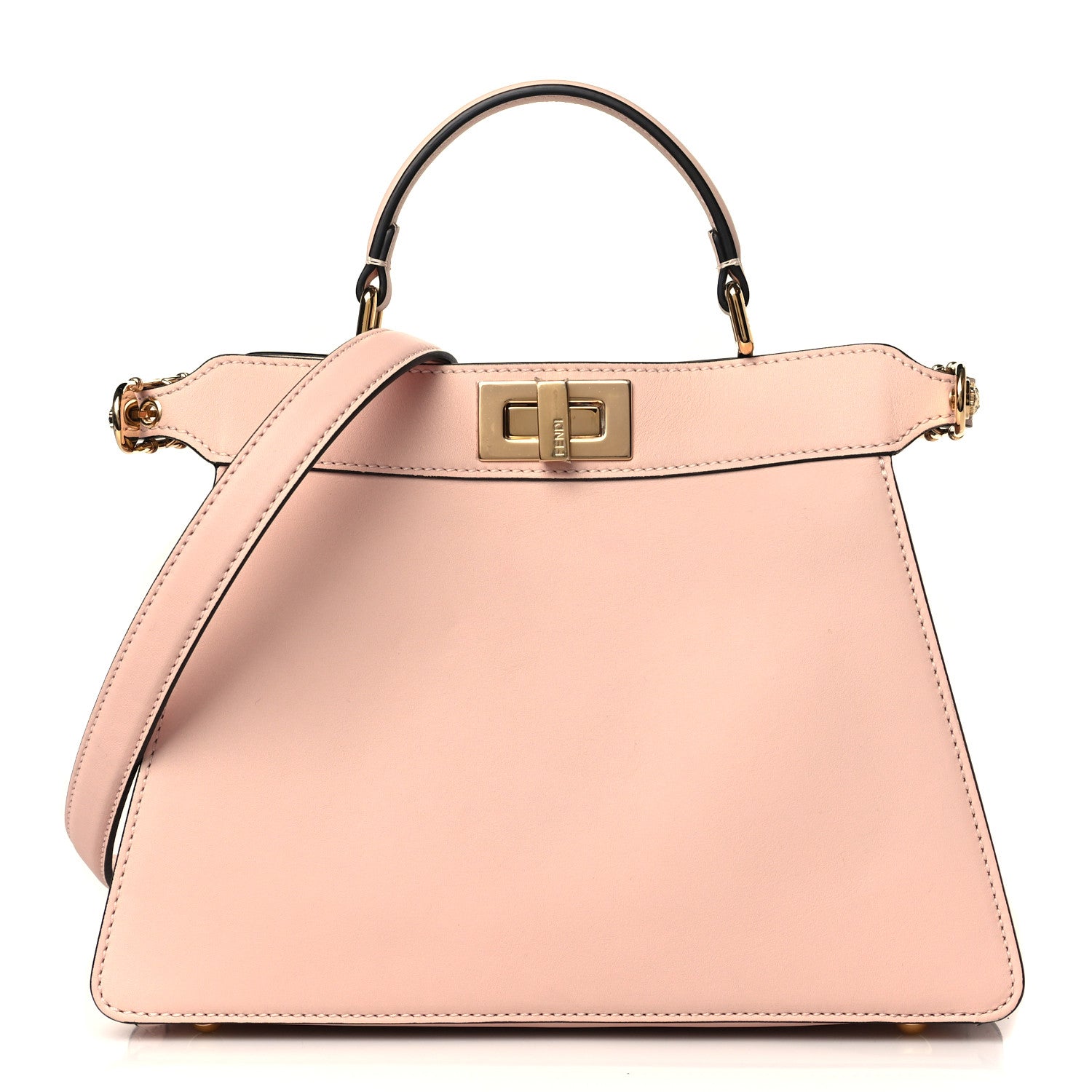Fendi X VERSACE Vitello Seta Nappa Fendace FF Baroque Small Peekaboo I SEE U Satchel Rosa Confetto White Gold 1 of 10