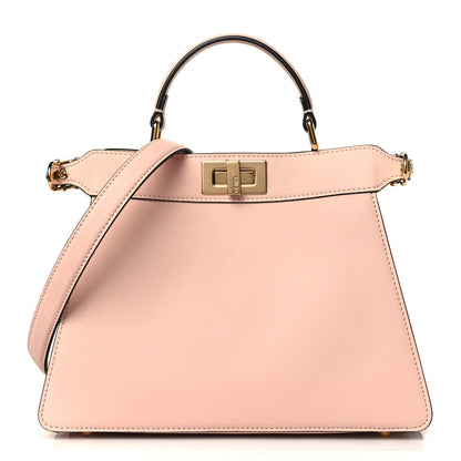 Fendi X VERSACE Vitello Seta Nappa Fendace FF Baroque Small Peekaboo I SEE U Satchel Rosa Confetto White Gold 1 of 10