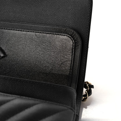 Chanel Caviar Chevron Quilted Medium Double Flap Black 11 of 13