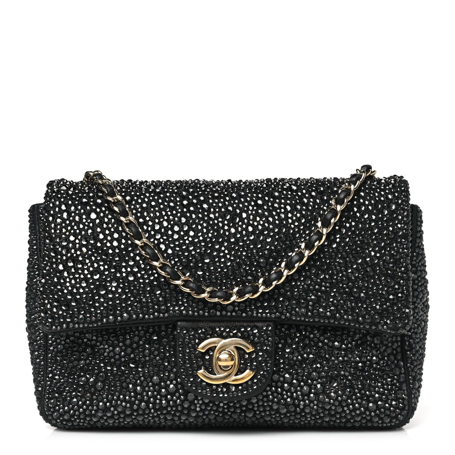 Lambskin Crystal Diamante Small Flap Black