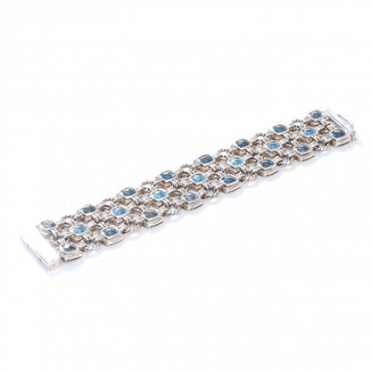 David Yurman Sterling Silver Blue Topaz Renaissance 3 Row Bracelet 1 of 6