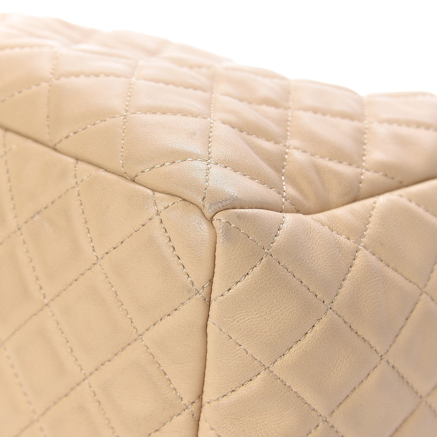 Lambskin Quilted Small CC Chain Bucket Bag Beige