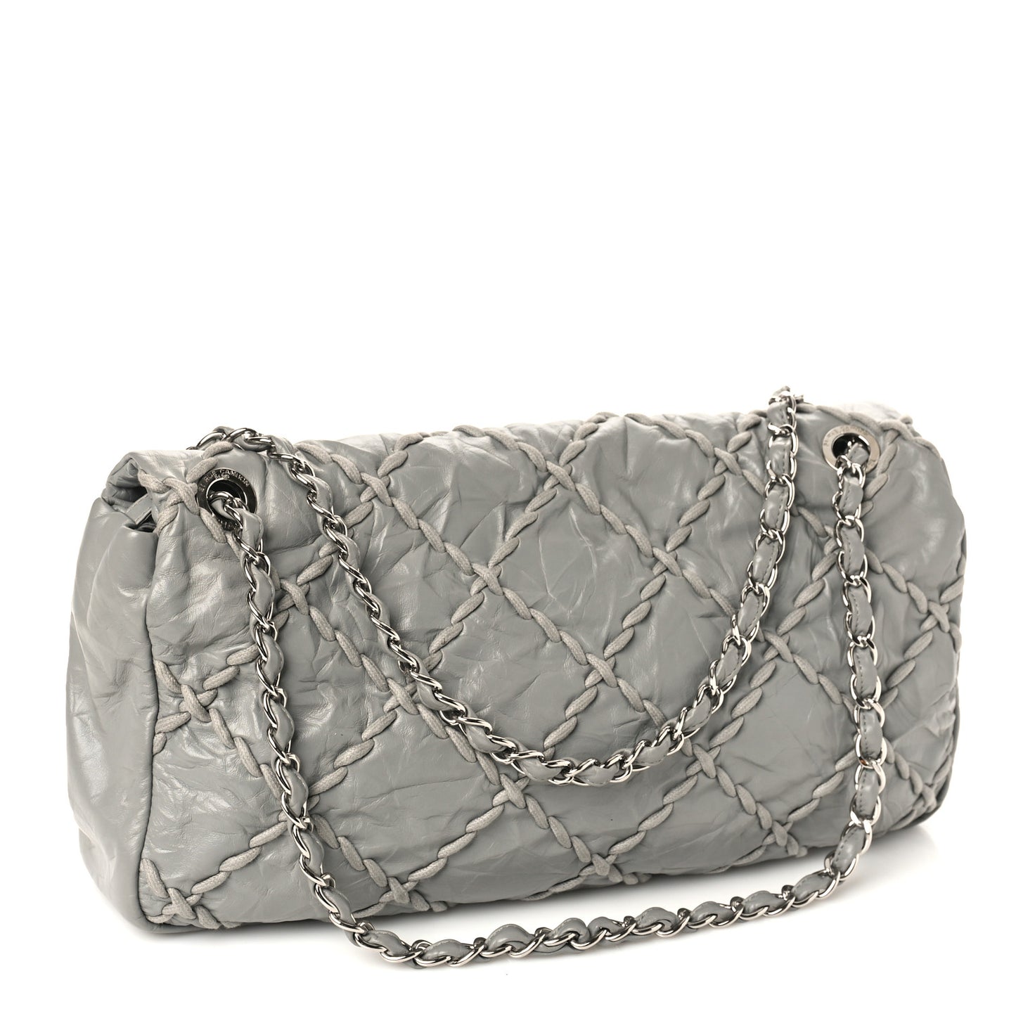 Calfskin Ultra Stitch Oversized Flap Grey