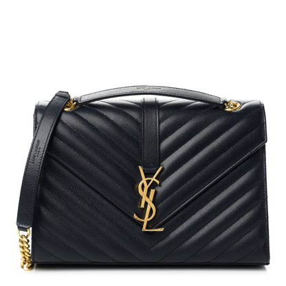 Saint Laurent Grain De Poudre Matelasse Chevron Medium Monogram Satchel Black 1 of 10