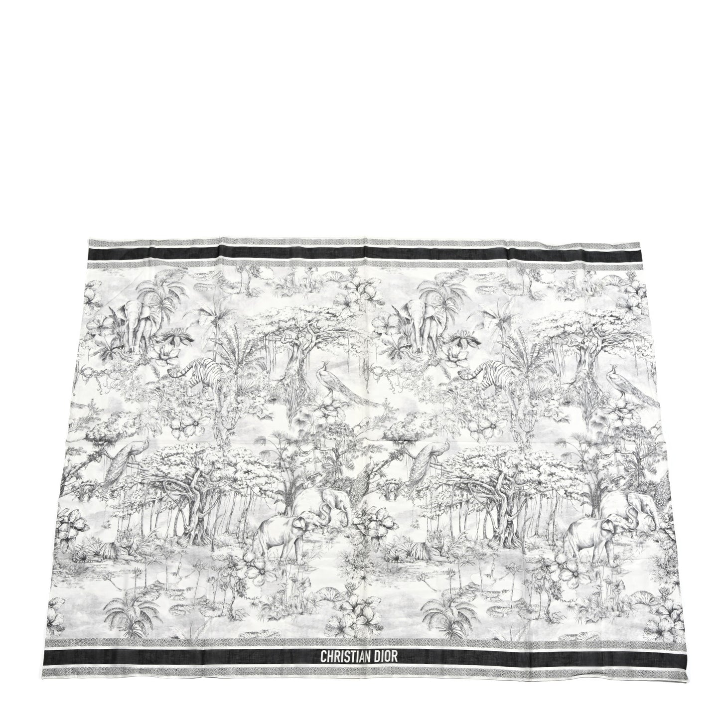 Cotton Toile De Jouy Scarf Black White