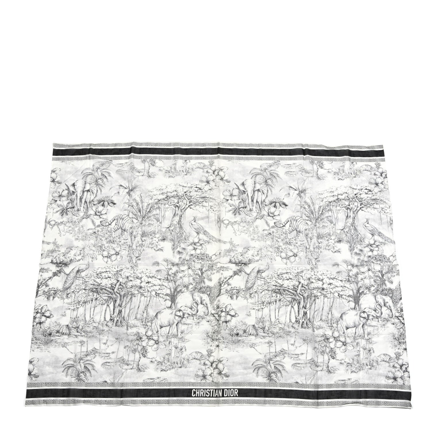 Christian Dior Cotton Toile De Jouy Scarf Black White 1 of 4
