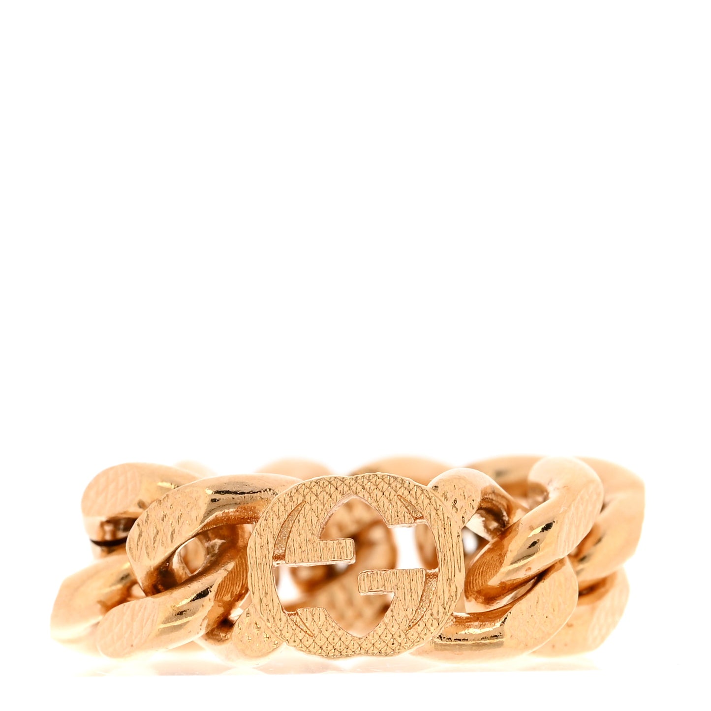 Metal Interlocking Interlocking Gourmette Chain Ring S 52 6 Gold