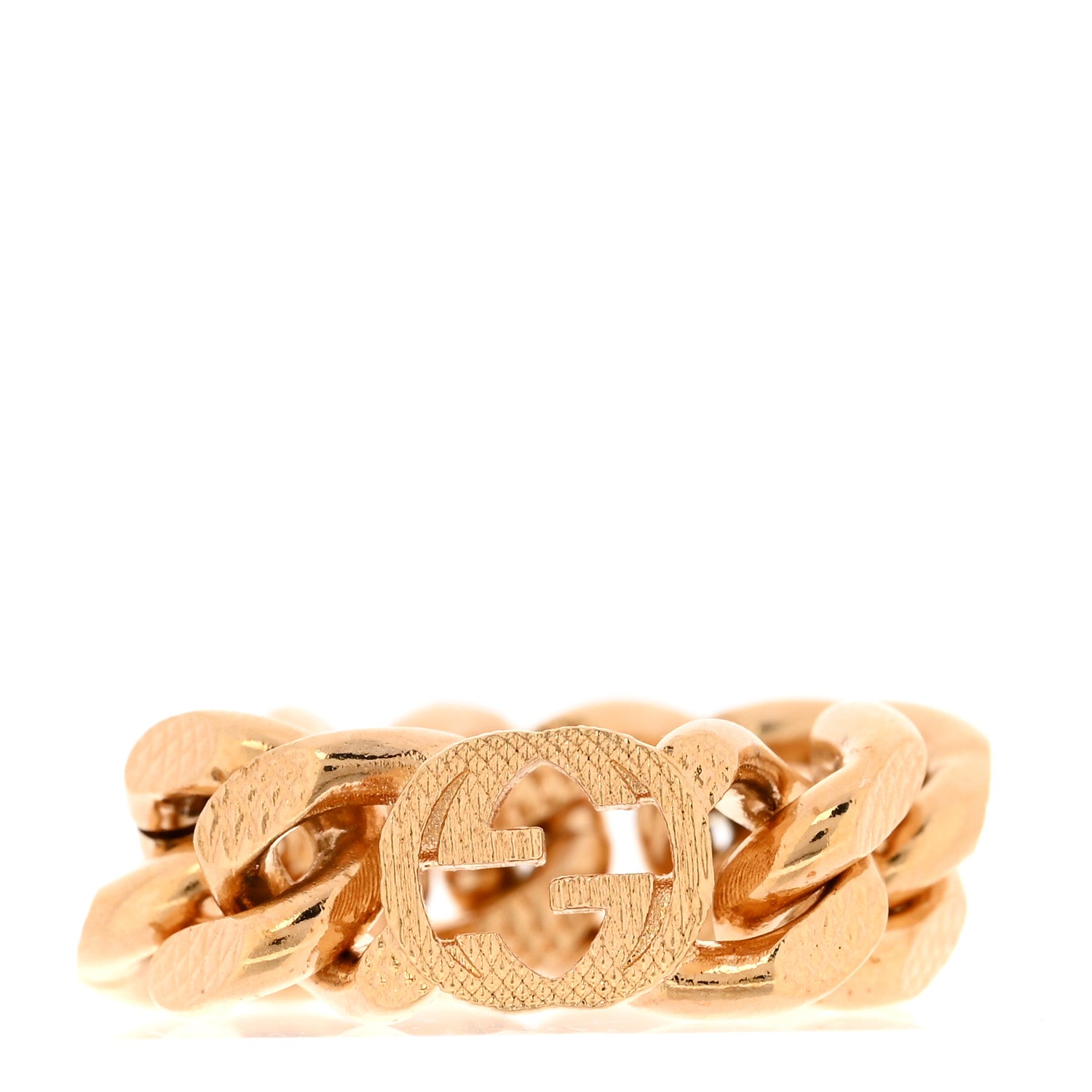 Gucci Metal Interlocking Interlocking Gourmette Chain Ring S 52 6 Gold 1 of 6