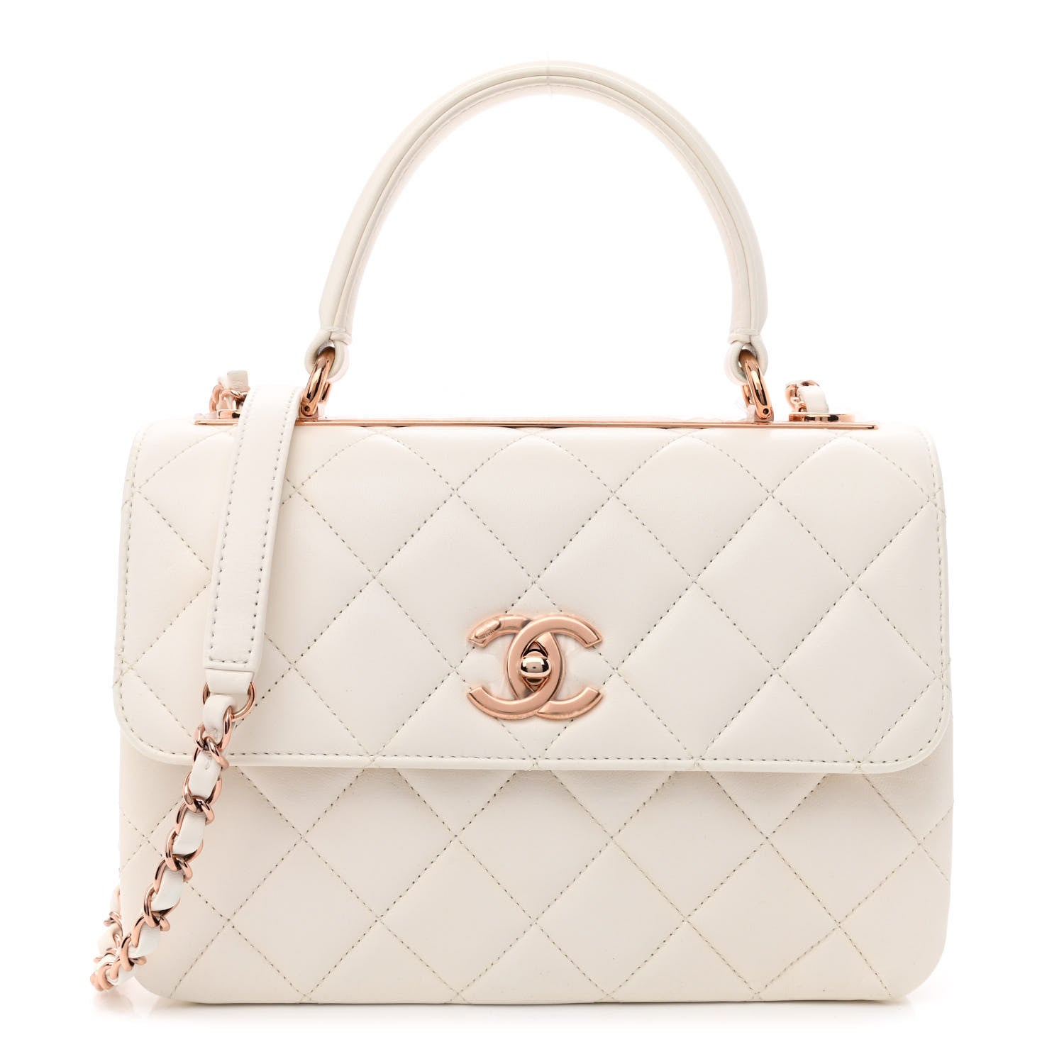 Chanel Lambskin Quilted Small Trendy CC Dual Handle Flap Bag White 1 of 12