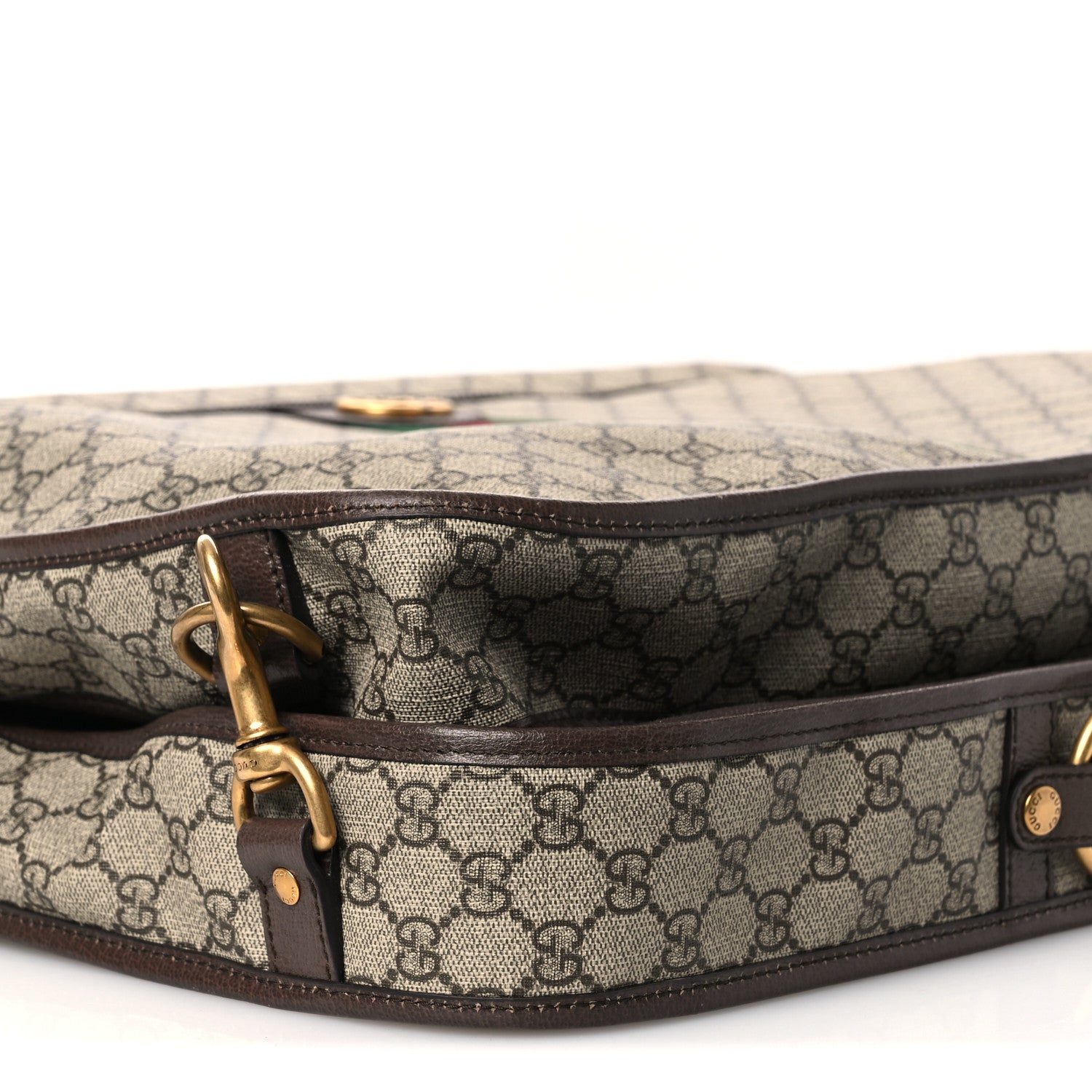 Gucci GG Supreme Monogram Textured Dollar Calfskin Web Ophidia Savoy Garment Bag Beige Ebony New Acero 9 of 12