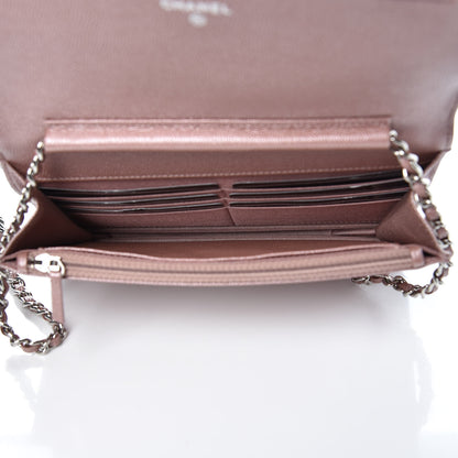 Chanel Metallic Caviar Chevron Quilted Vintage Mademoiselle Wallet On Chain WOC Pink 5 of 9