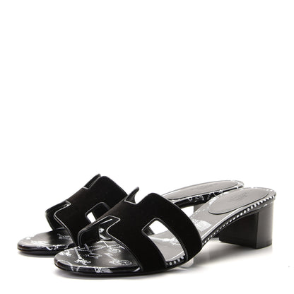 Hermes Velvet Oasis Sandals 37 Black 2 of 10