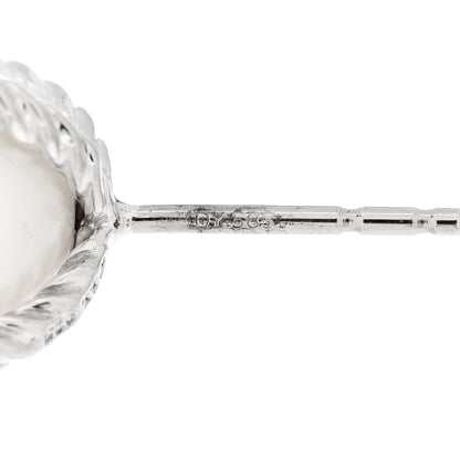 David Yurman Sterling Silver Diamond Pearl 10mm Cable Stud Earrings 4 of 4