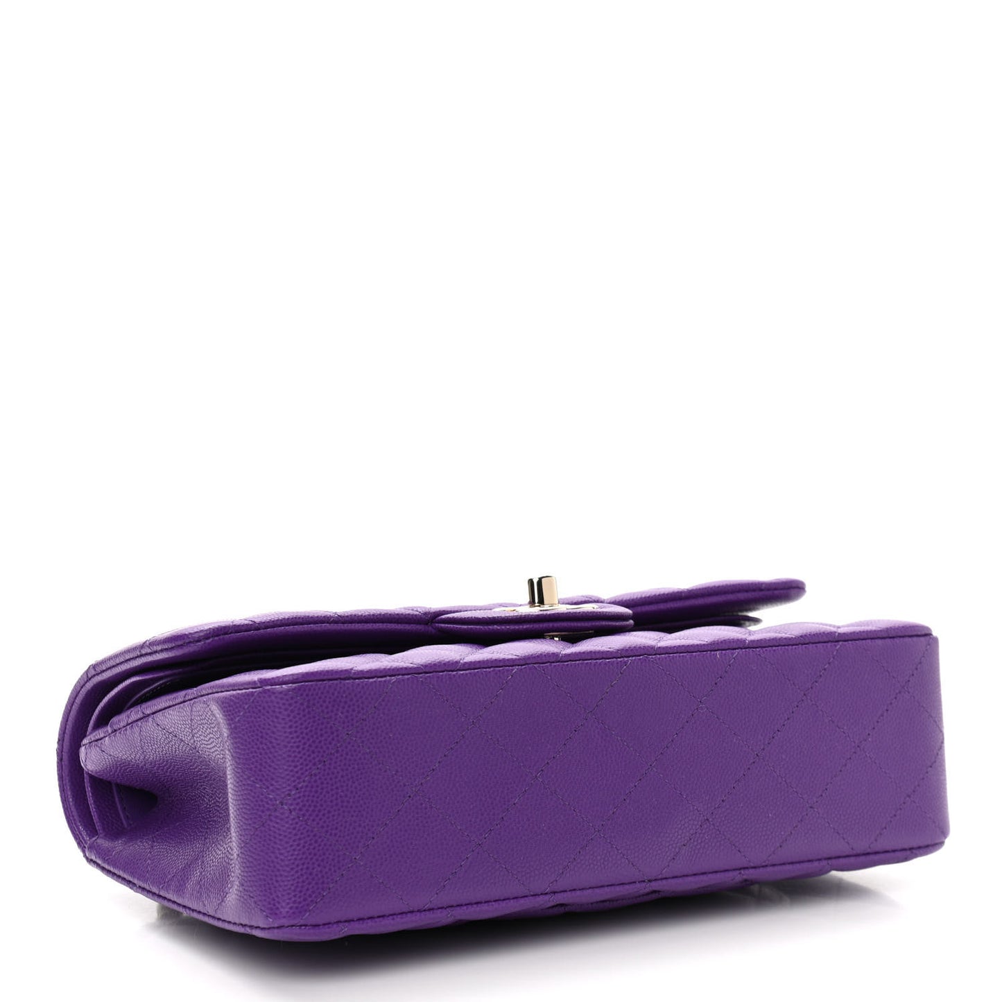 Caviar Quilted Small Double Flap Dark Purple