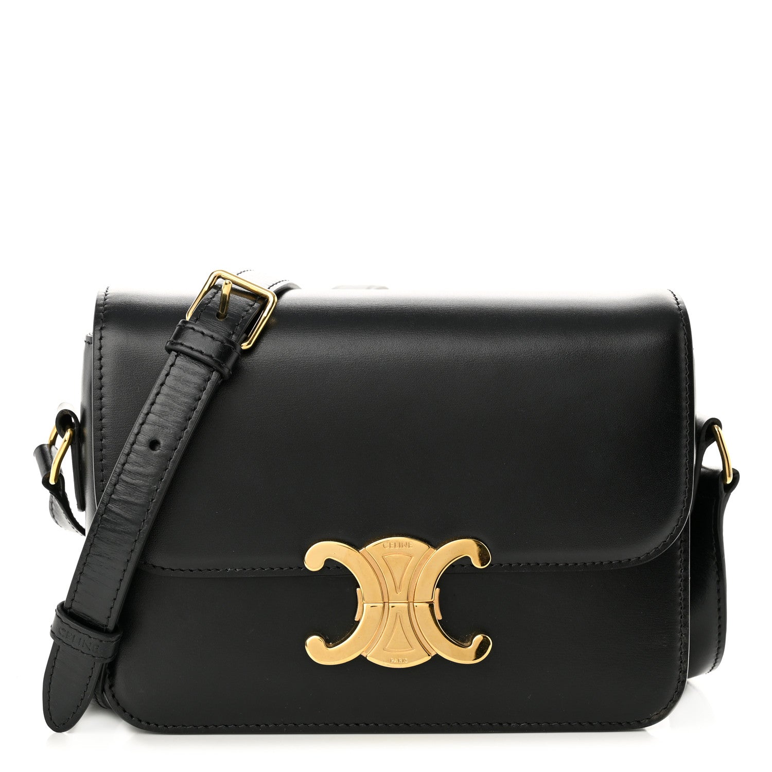 Celine Shiny Calfskin Teen Triomphe Black 1 of 11