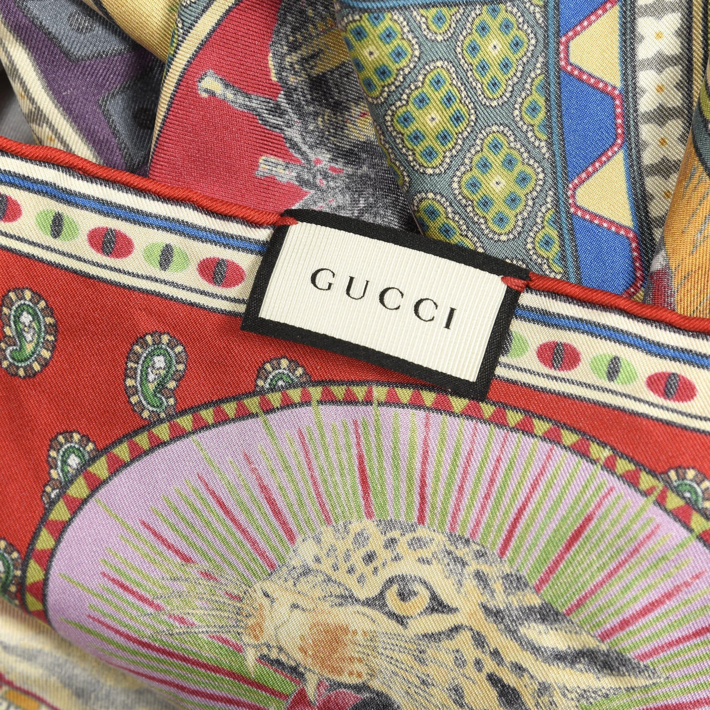 Silk Tiger Cards Place Scarf Multicolor