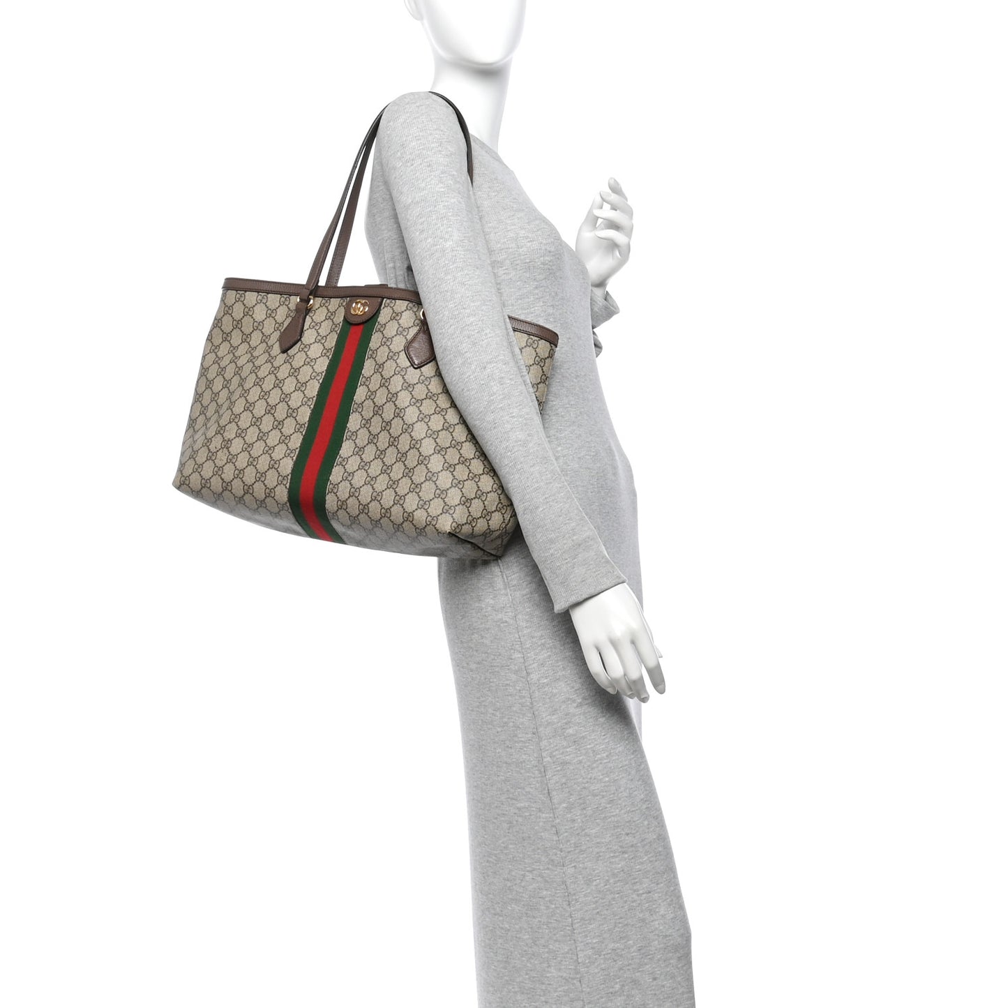 GG Supreme Monogram Medium Ophidia Shopping Tote Brown
