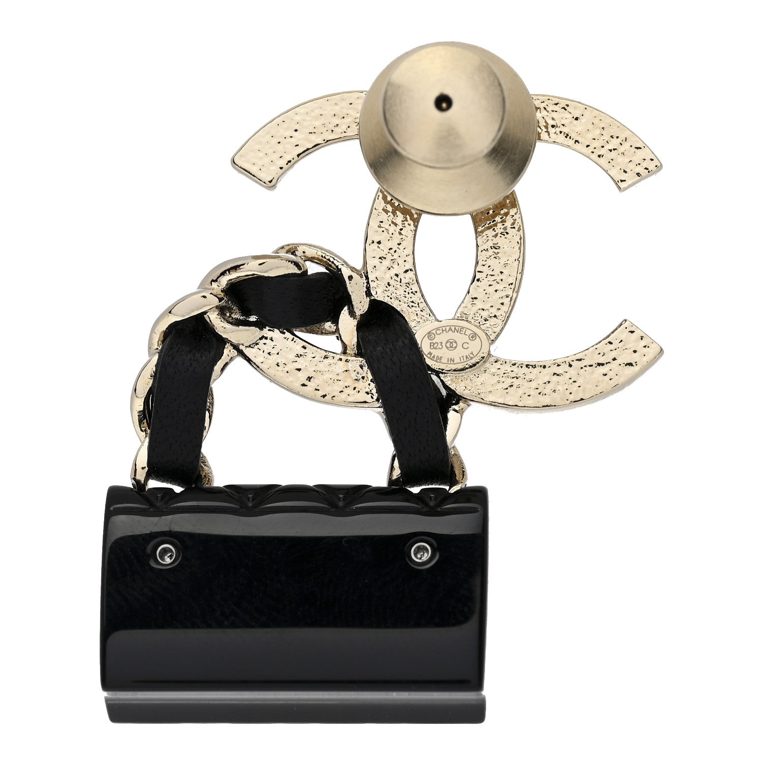 Chanel Metal Enamel CC Quilted Flap Brooch Gold 2 of 3