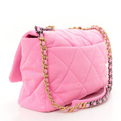 Chanel Denim Quilted Maxi Chanel 19 Flap Neon Pink 3 of 11