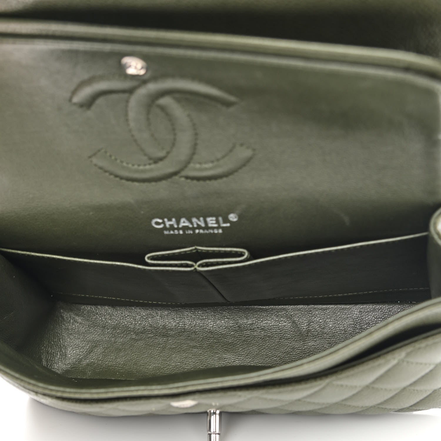 Chanel Caviar Quilted Medium Double Flap Dark Green 5 of 9