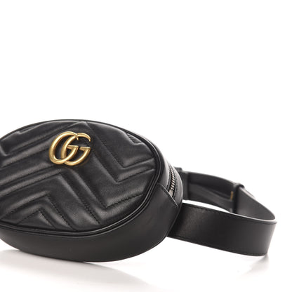 Gucci Calfskin Matelasse GG Marmont Belt Bag 85 34 Black 10 of 11