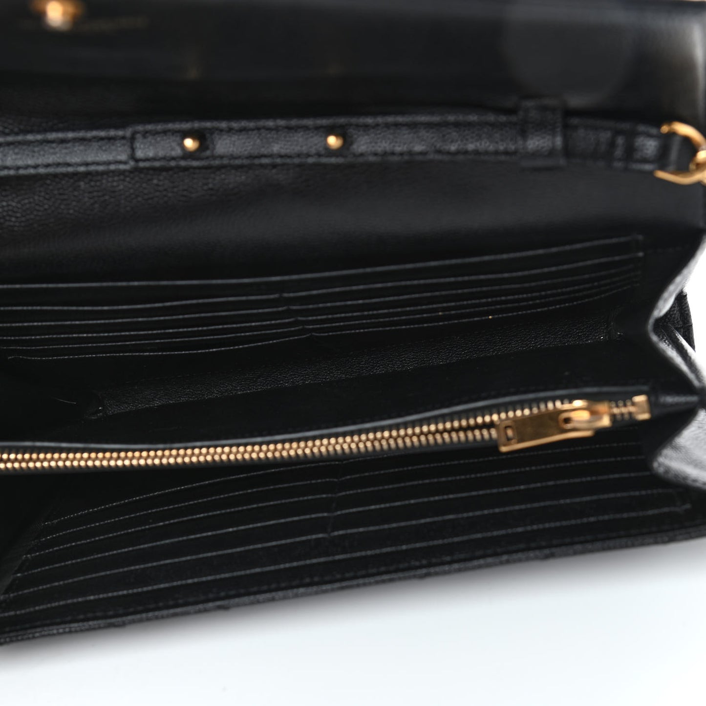 Grain De Poudre Matelasse Chevron Monogram Chain Wallet Black