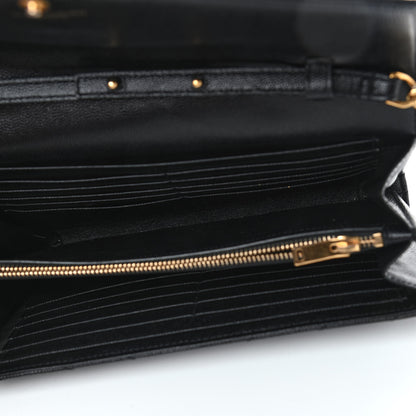 Saint Laurent Grain De Poudre Matelasse Chevron Monogram Chain Wallet Black 4 of 5