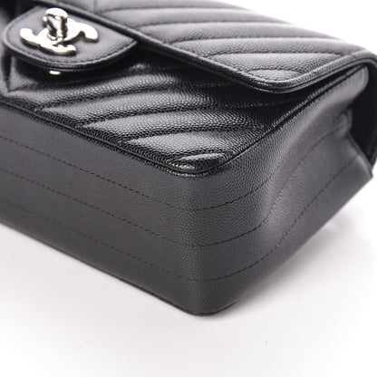Chanel Caviar Chevron Quilted Mini Rectangular Flap Black 6 of 11