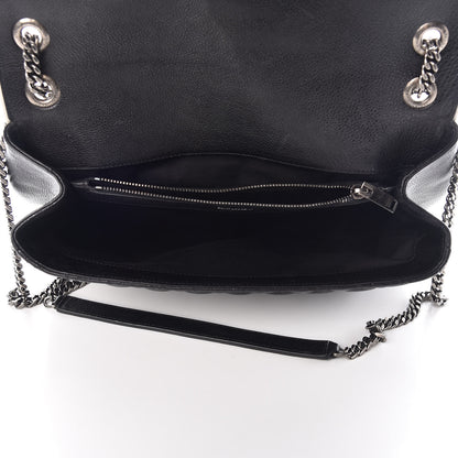 Saint Laurent Calfskin Mixed Matelasse Triquilt Large Monogram Envelope Satchel Black White 5 of 17