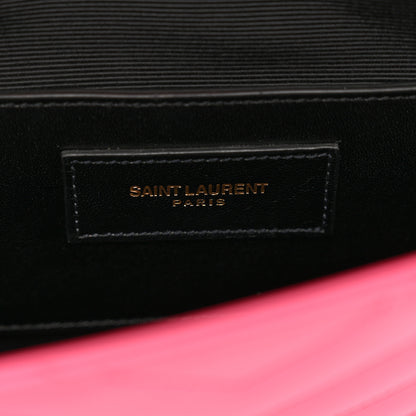 Saint Laurent Calfskin Monogram Chevron Shoulder Bag Fuchsia 7 of 13