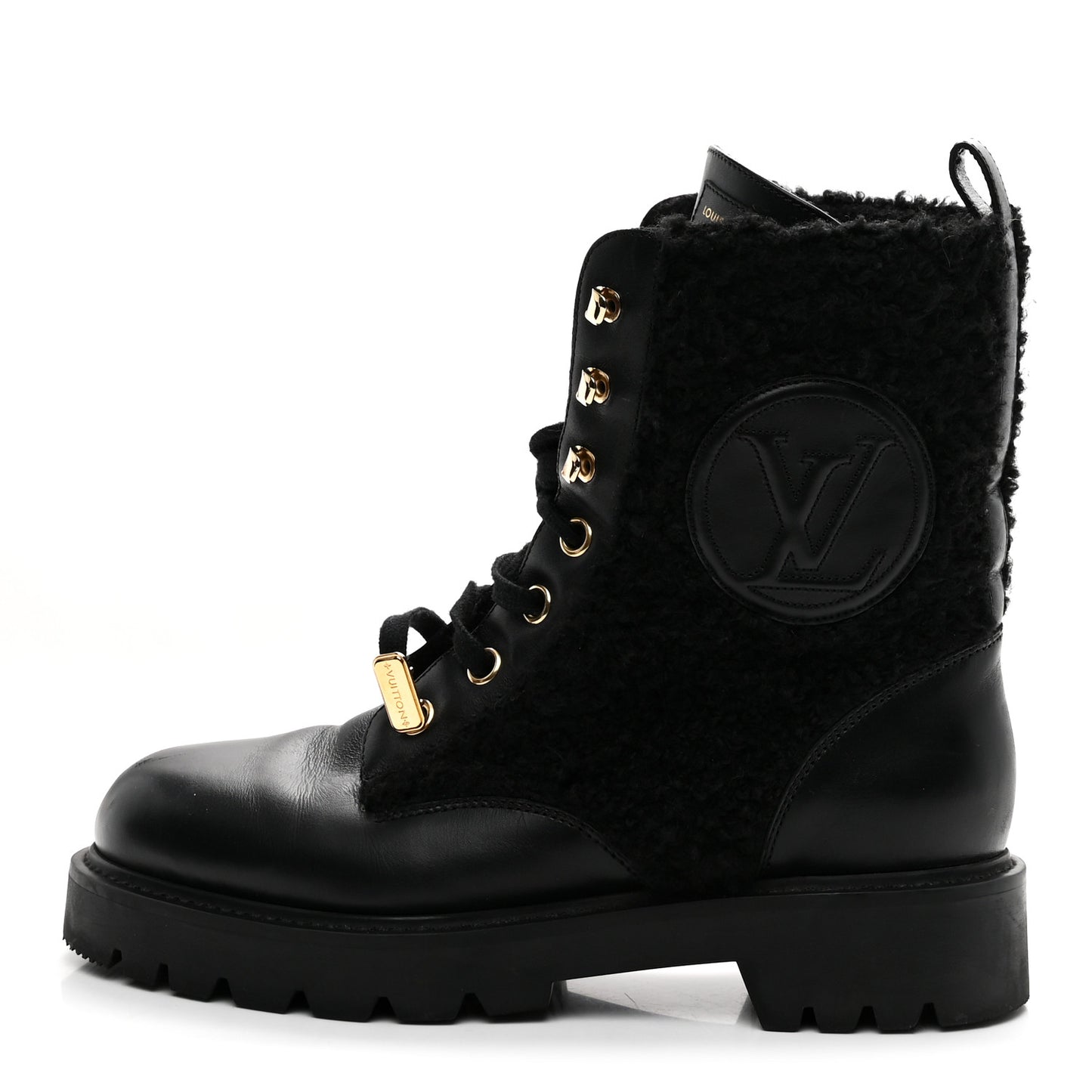 Shearling Calfskin Territory Ranger Combat Boots 41 Black