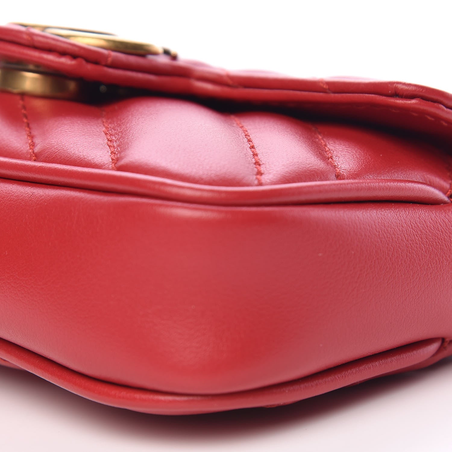 Gucci Calfskin Matelasse GG Marmont 2.0 Coin Purse On A Chain Hibiscus Red 7 of 10