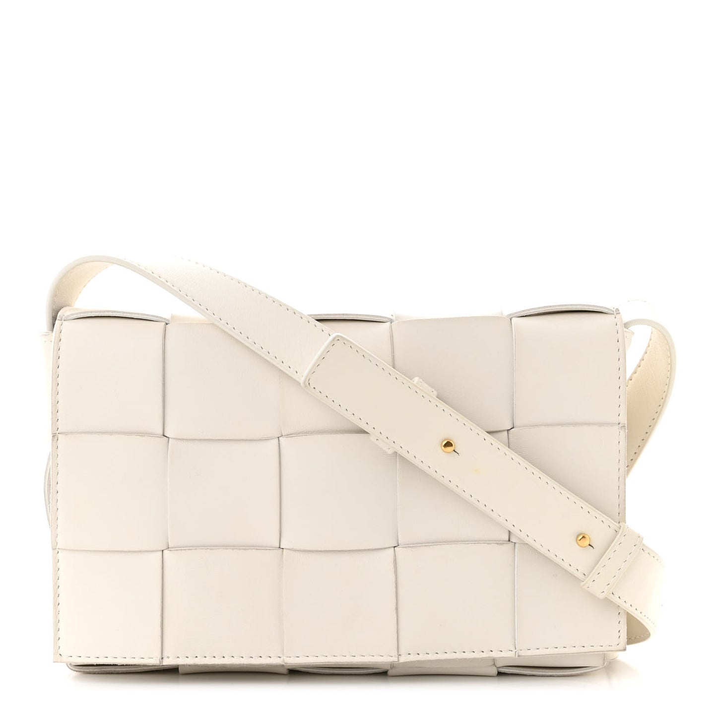 Lambskin Maxi Intrecciato Cassette Crossbody Bag White