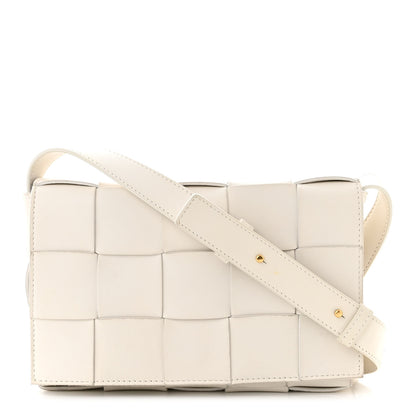 Bottega Veneta Lambskin Maxi Intrecciato Cassette Crossbody Bag White 1 of 11