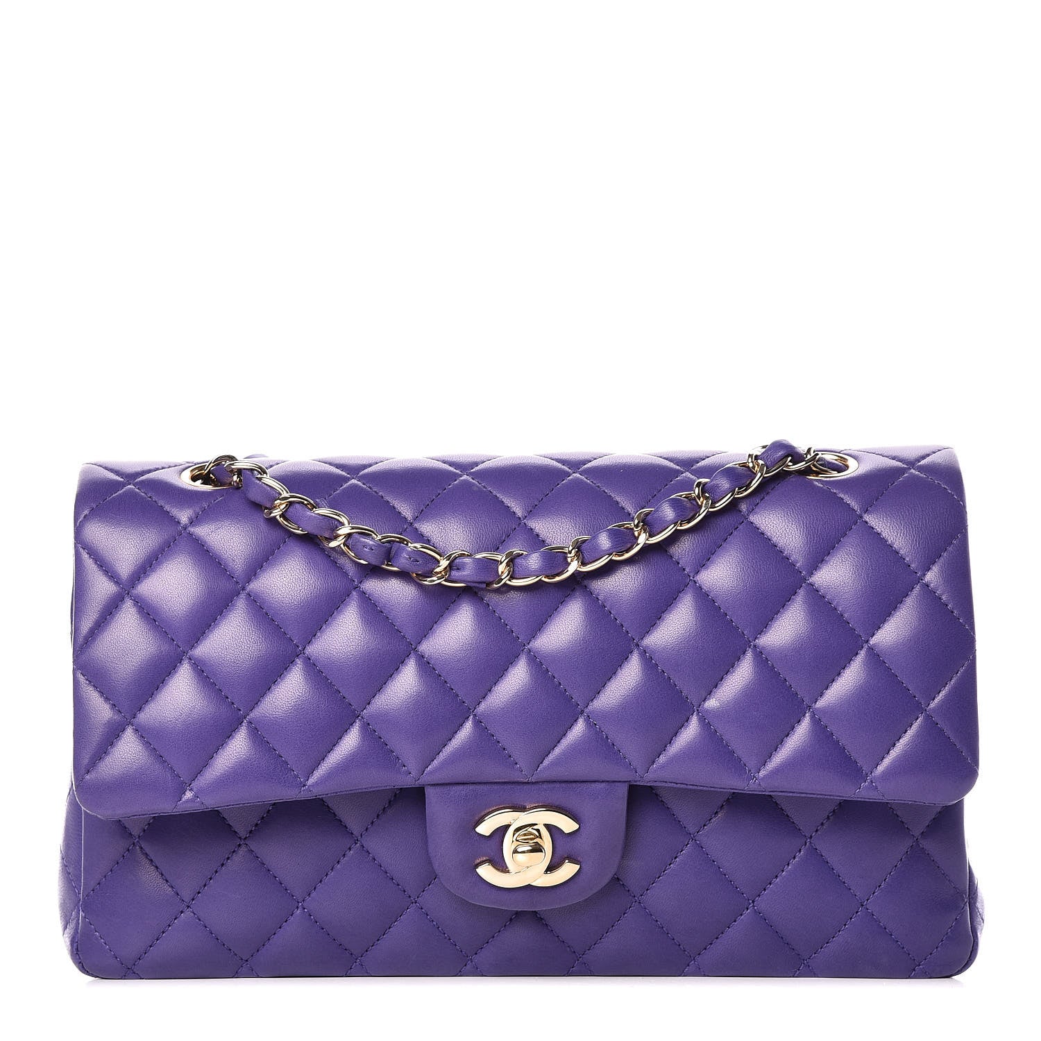 Chanel Lambskin Quilted Medium Double Flap Dark Purple 1 of 11