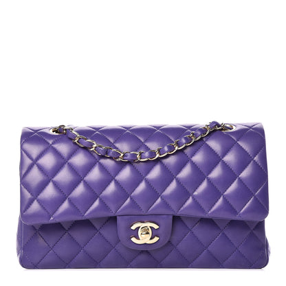 Chanel Lambskin Quilted Medium Double Flap Dark Purple 1 of 11