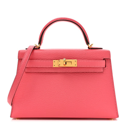 Hermes Chevre Mysore Mini Kelly Sellier 20 Rose Lipstick 1 of 17